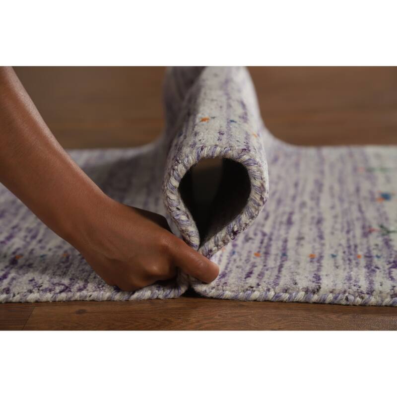 Purple Tribal Gabbeh Indian Runner Rug Hand-Knotted Wool Carpet - 2'4" x 9'6"