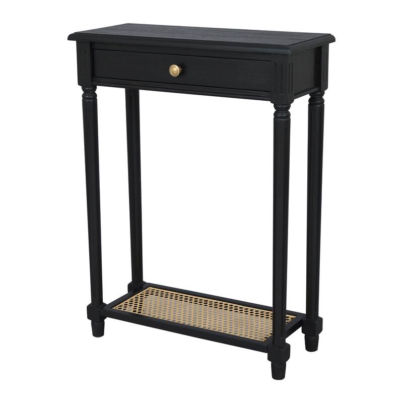 Lenora 1-drawer Solid Wood Console Accent Table with Cane Shelf by East at Main