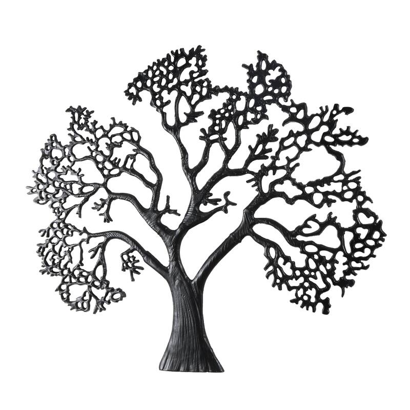 Aluminum Metal Tree Large Textured Home Wall Decor - Black - Roche River Decor