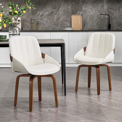 Upholstered Modern Faux Leather Swivel Dining Chairs Bentwood Side Chairs, Set of 2/4/6 - 20.1"x33.1"x20.1"