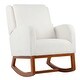 preview thumbnail 18 of 28, Nursery Rocking Chair High Back Armchair with Side Pocket Rubber Wood Legs and Pillow Flannel Chair for Living Room/Bedroom