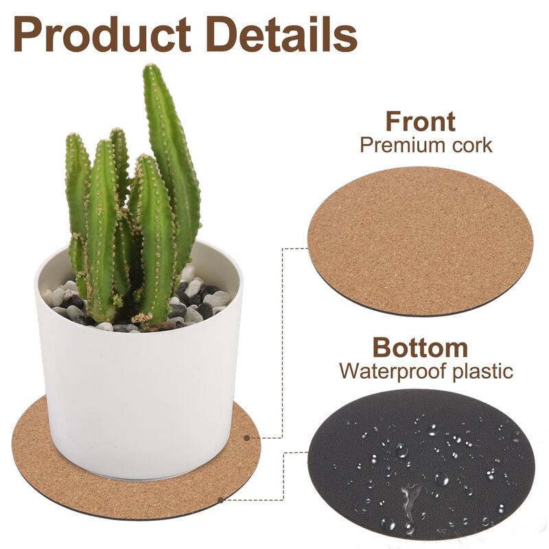 10pcs Cork Plant Coasters, 4 Inch Round Cork Plant Mats
