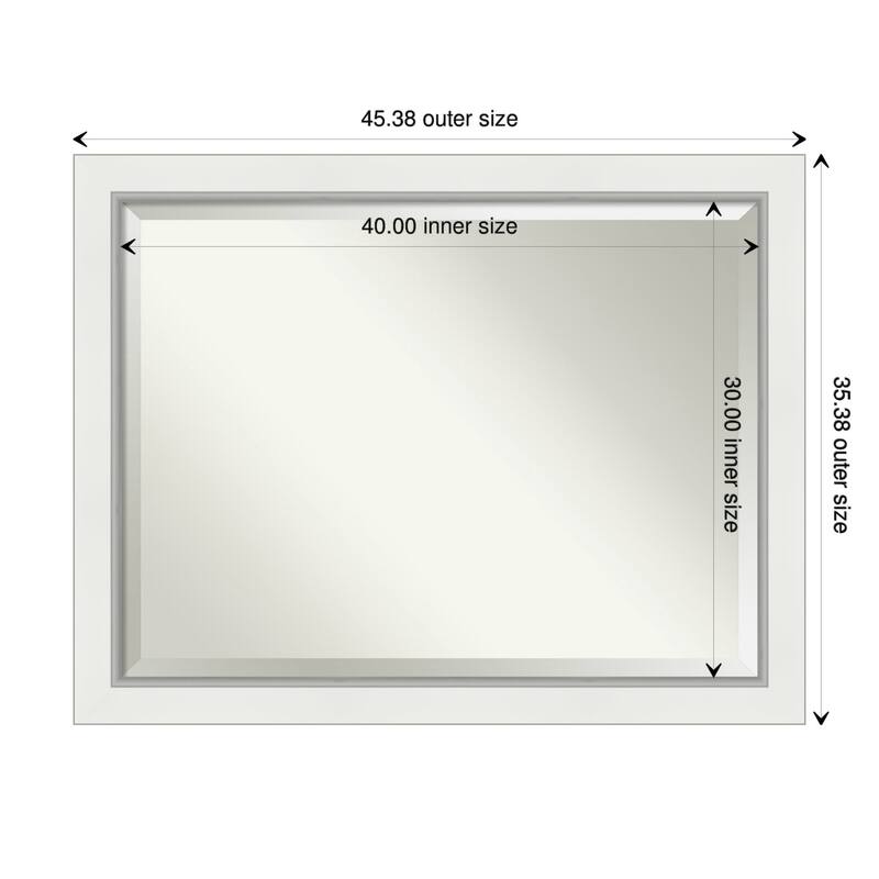 Beveled Wall Mirror - Eva Black Silver Frame - 45.5 x 35.5-inch - Eva White Silver