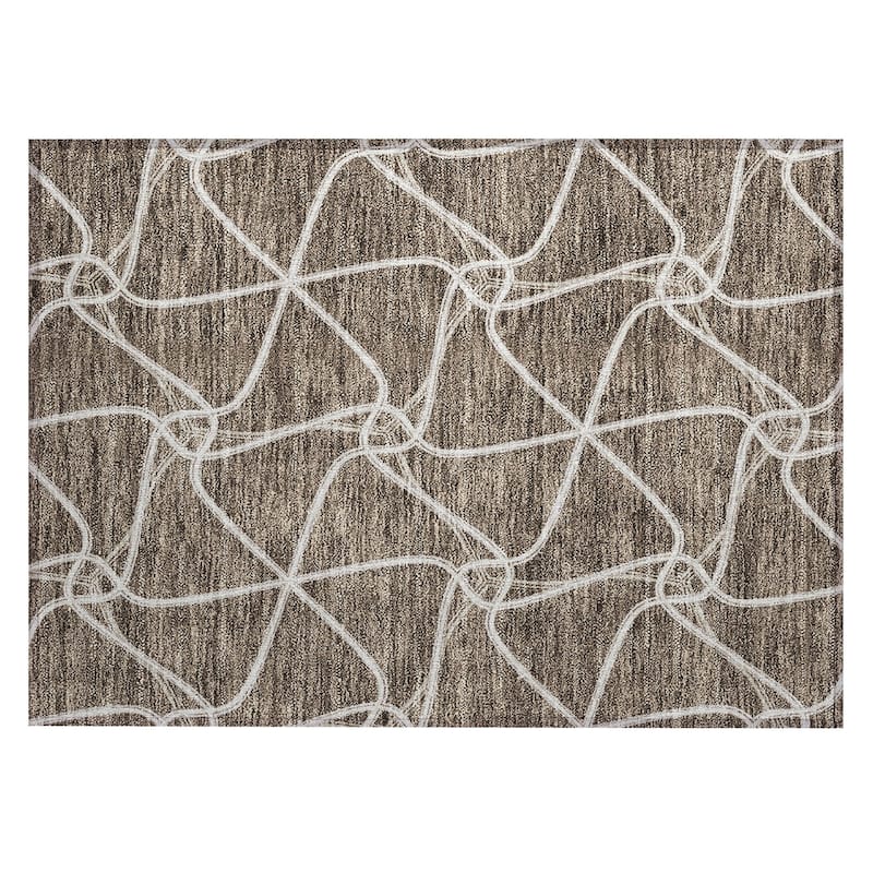 Machine Washable Indoor/ Outdoor Contemporary Links Chantille Rug