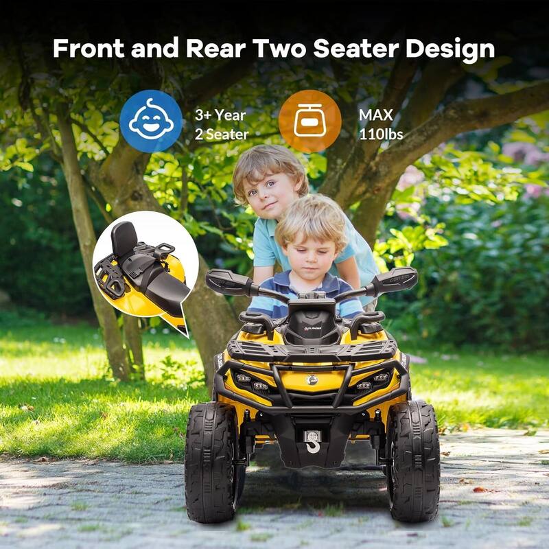 12V Kids 2 Seater Ride On Toy Car, Electric ATV Vehicles for Kids Best Gift