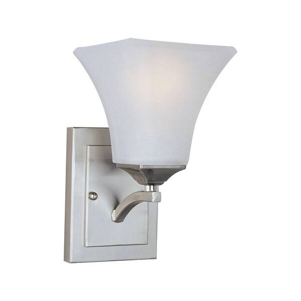slide 1 of 1, Maxim Steel 1-light Nickel Aurora Wall Sconce - White