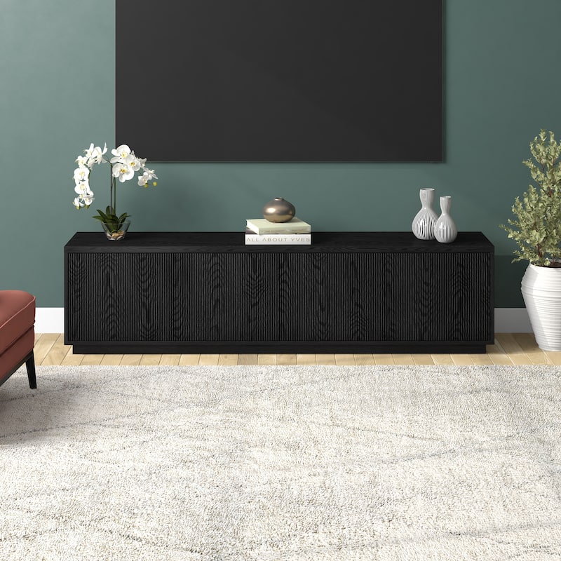 Hanson Rectangular Fluted TV Stand for TV's up to 85" - Black Grain
