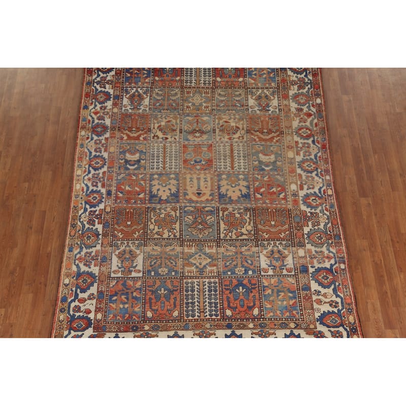 Geometric Bakhtiari Persian Vintage Rug Handmade Wool Carpet - 6'10"x 10'2"