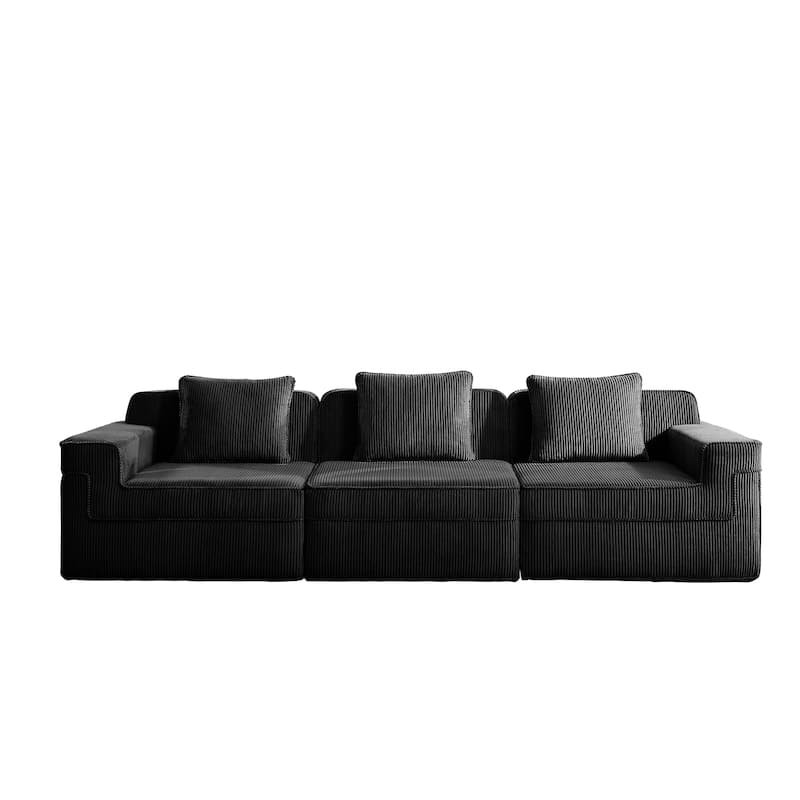GDFStudio - Modular 3-Seater 117.3" Corduroy Boneless Cloud Sofa