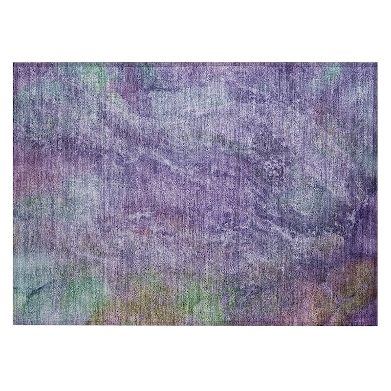 Machine Washable Indoor/ Outdoor Abstract Watercolor Chantille Rug