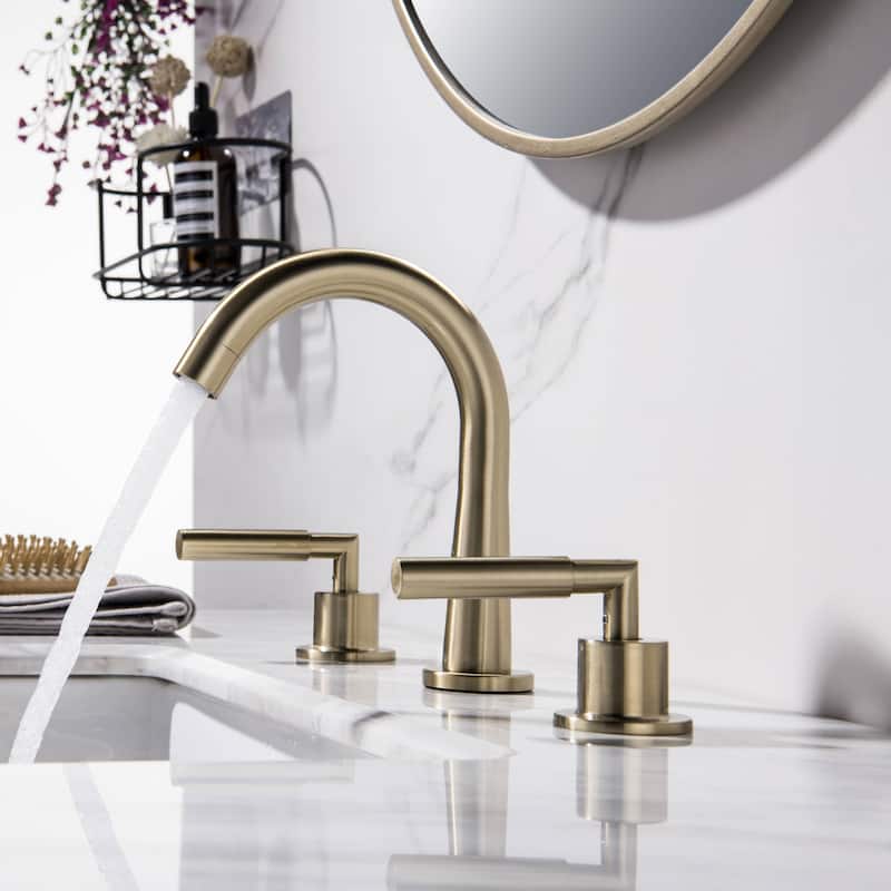 Widespread Bathroom Sink Faucets, 2-Handle Bathroom Vessel Faucet in Brushed Gold