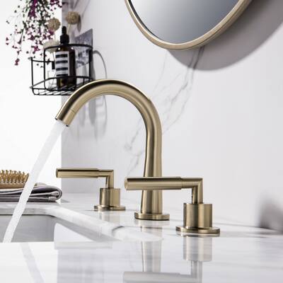 Two-Handle Widespread Bathroom Faucet In Brushed Gold