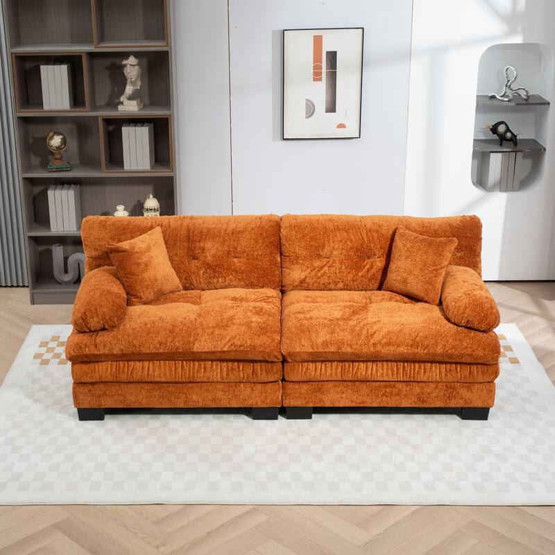 84" Upholstered 3-Seater Sofa with Memory Foam & Comfort Pillows