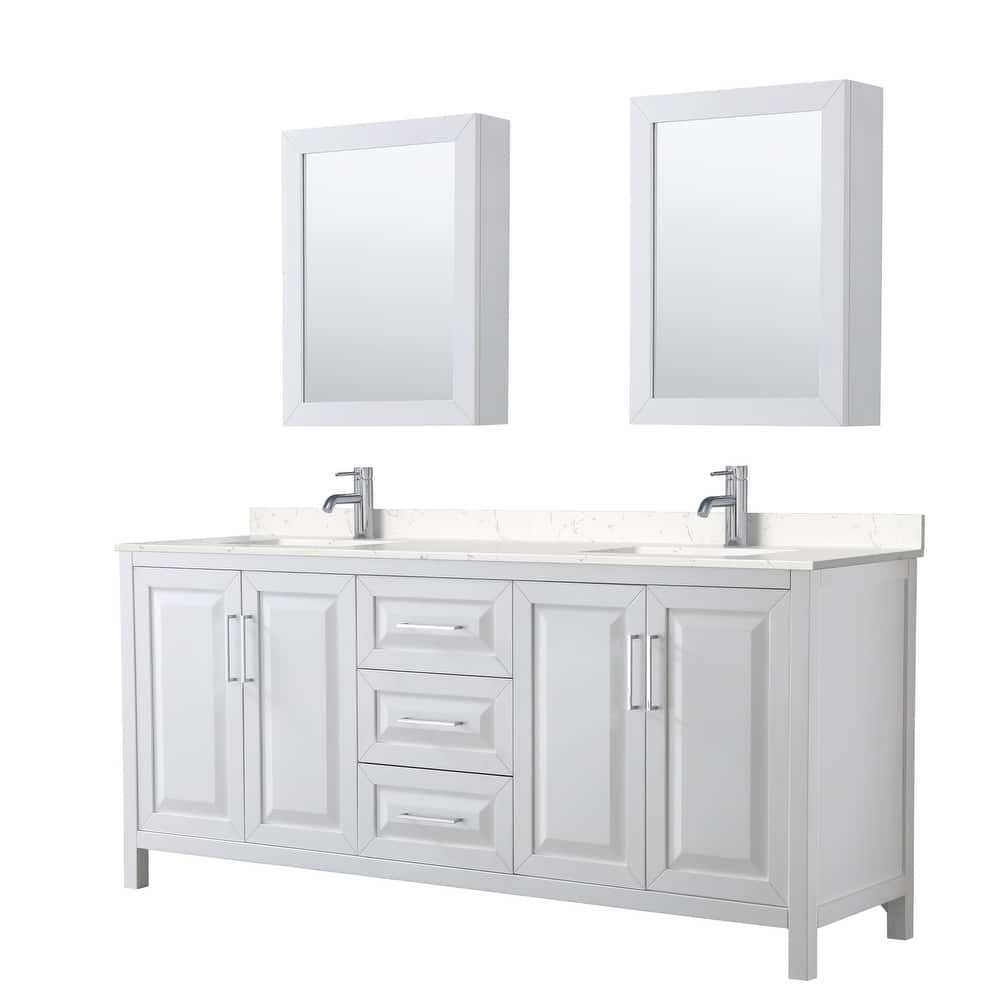 Daria 80 Inch Double Vanity, Cultured Marble Top, Medicine Cabinets