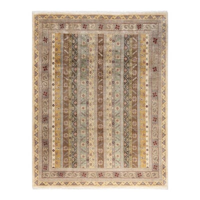 Ikat One-of-a-Kind Hand-Knotted Area Rug - Beige, 8' 1" x 10' 4" - 8' 1" x 10' 4"