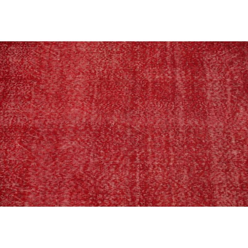 Anatolian Turkish Rug Hand-Knotted Distressed Over-Dyed Wool Carpet - 7'0" x 10'1"