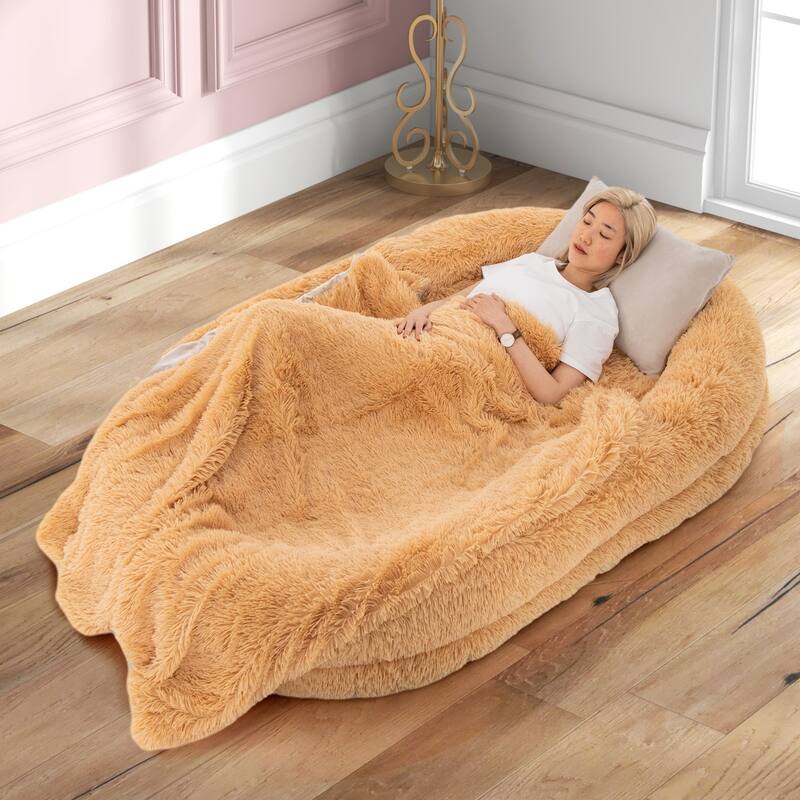 Gymax 68'' x 46'' x 10'' Human Dog Bed Orthopedic Dog Bed w/ Soft - Brown