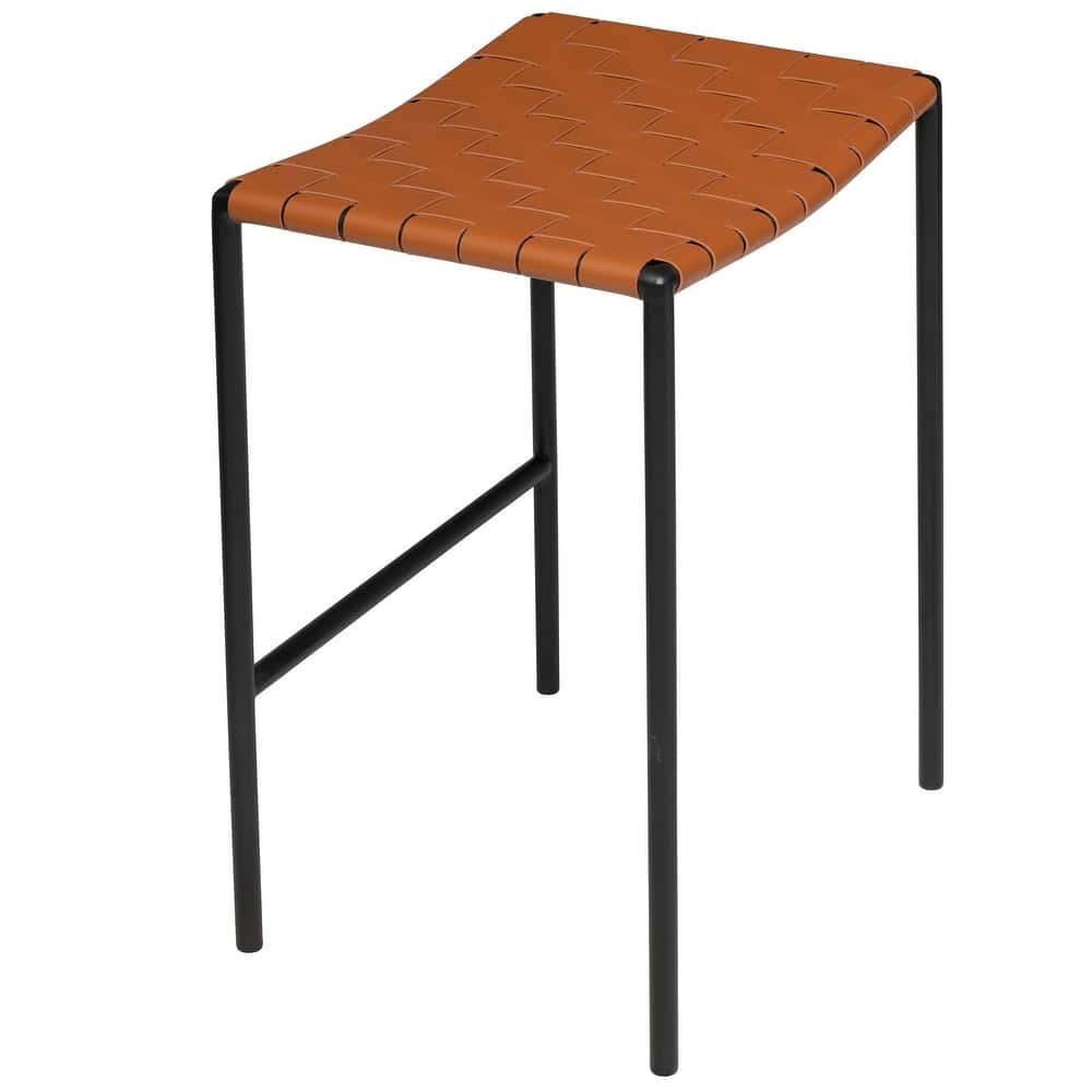 Soho Mid-century Modern Leather Weave Backless Bar Stool (26-inch/ 30-inch) (Single)