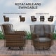 preview thumbnail 6 of 23, Outsunny 4 Piece PE Wicker Patio Furniture Set, Conversation Set with 2 360° Swivel Rocking Armchairs, 1 Loveseat Sofa
