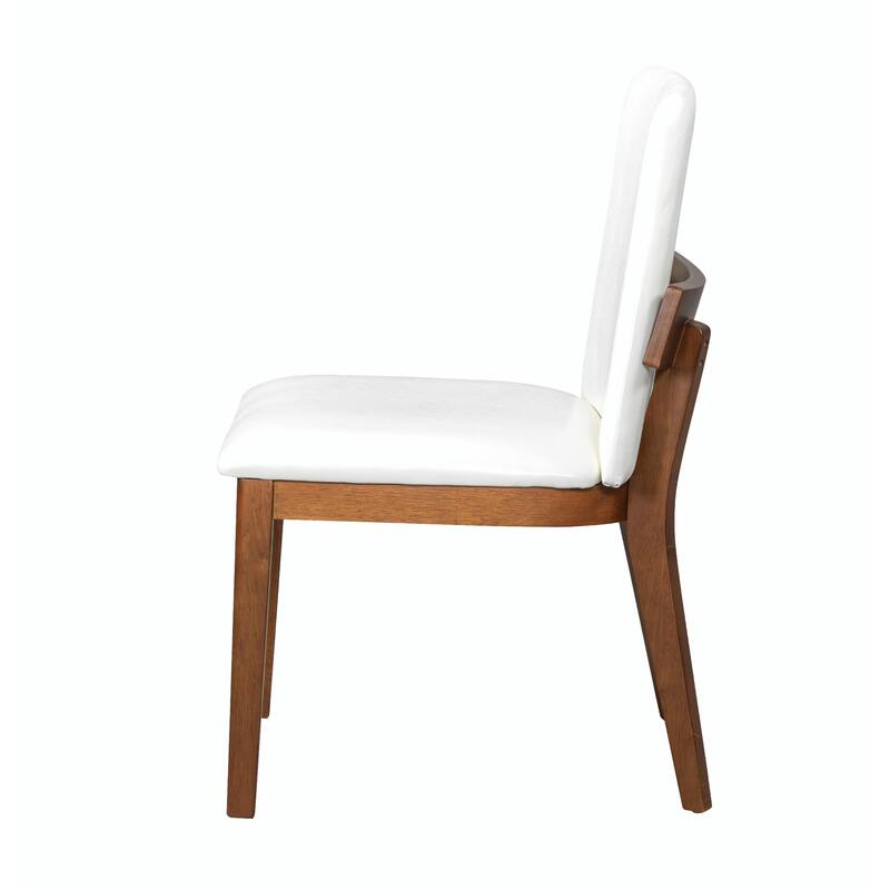 Contemporary Chairs Set - Walnut Finish & Padded Seats - Set of 2