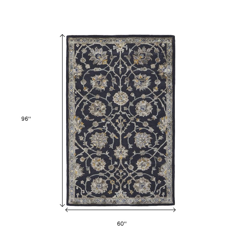 HomeRoots Floral Bohemian Rectangle Area Rug