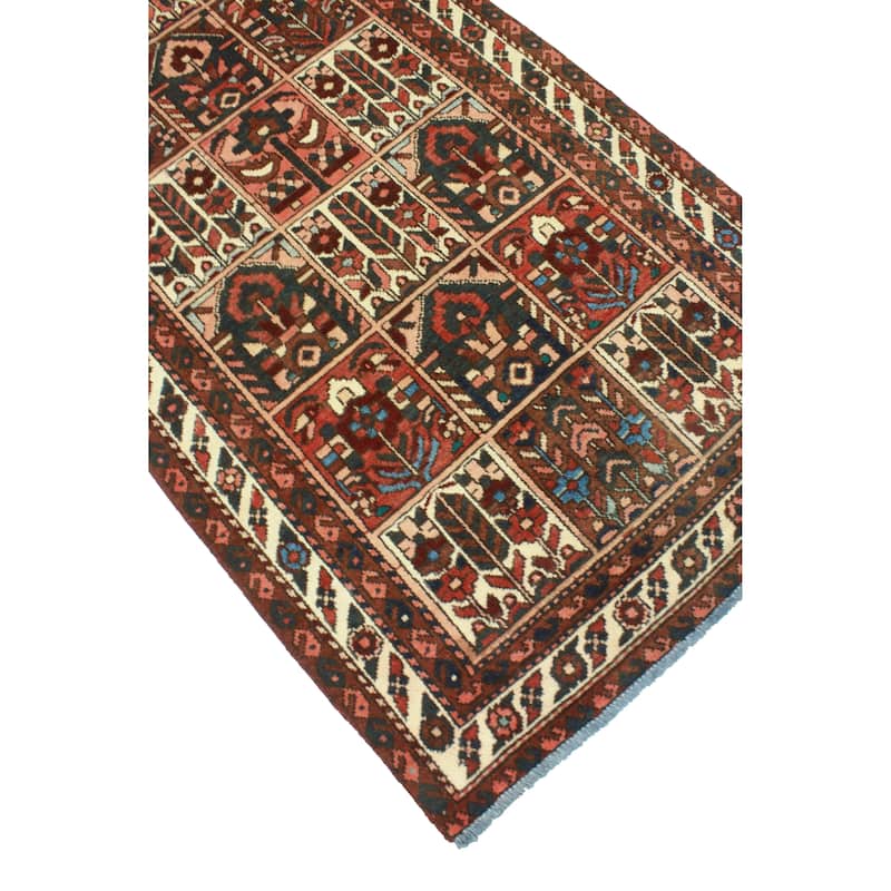 Fine Vintage Bakhtiari Nelson Red/Navy Runner - 3'2" x 9'6"