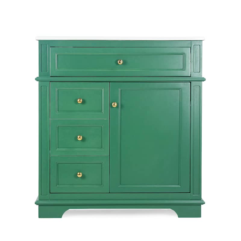 Bathroom Vanity with Sink, Bathroom Vanities with Soft Closing Door, Wood Bathroom Cabinet with Door Shelf and 3 Drawers