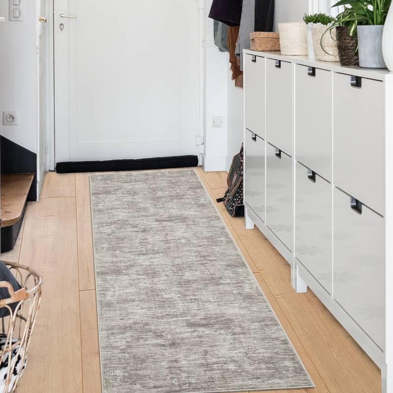Rugs for Living Room Modern Abstract Area Rug Non-Slip Low Pile Accent Rug Soft Foldable Solid Rug