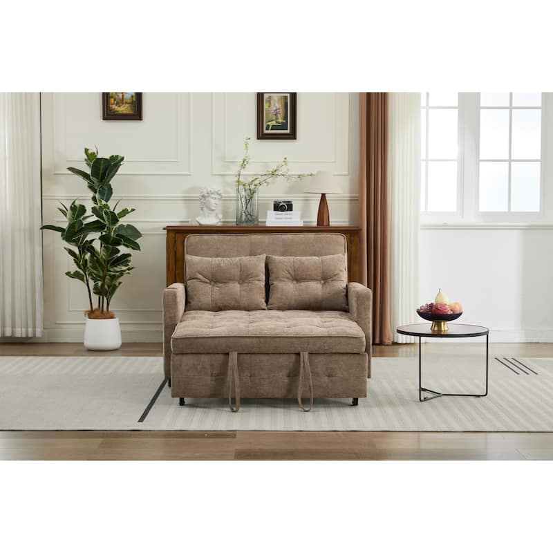 Pull-Out Sofa Bed Daybed, Lounge Chaise Loveseat with Adjustable Backrest, Convertible Sleeper Sofa with USB Charging