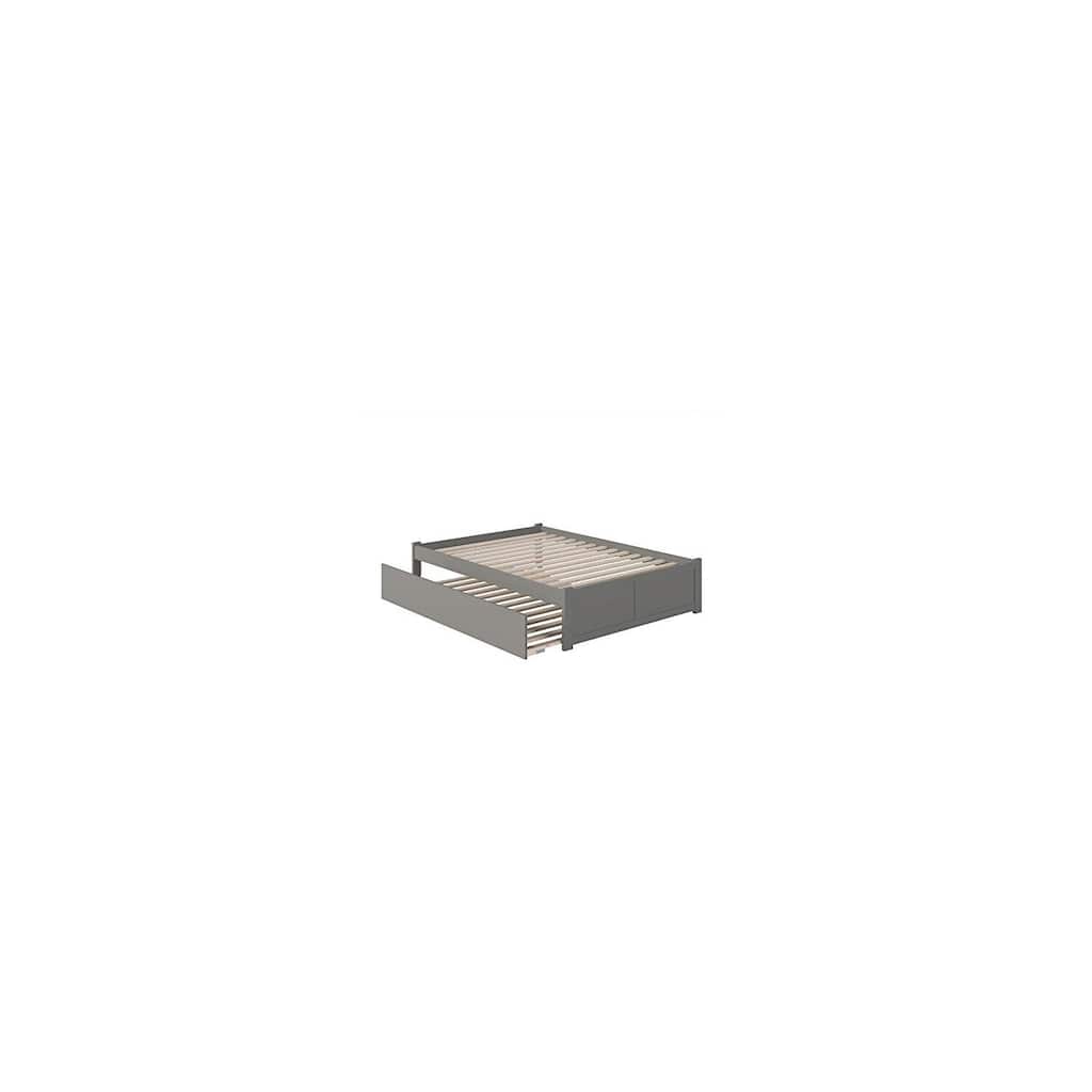 Grey Platform Bed with Trundle - Twin XL Bed Frame & Footboard - 800lb Capacity