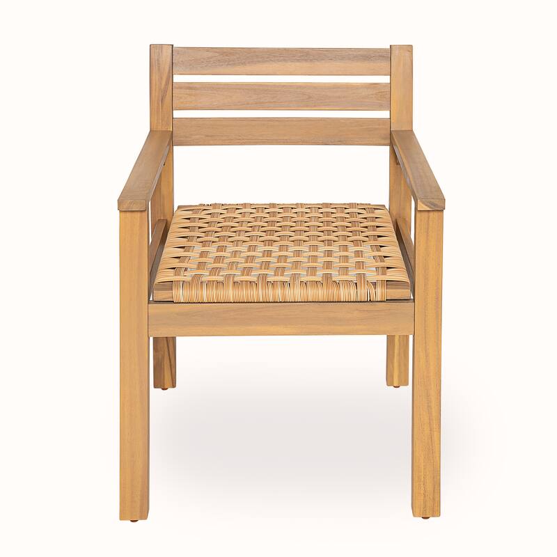 Christopher Knight Home - Rustic Outdoor Acacia Wood Dining Armchair Set (Set of 2)