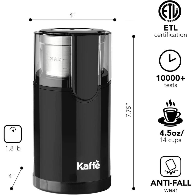Kaffe Electric Blade Coffee Grinder Removable 4.5oz 14-Cup Capacity