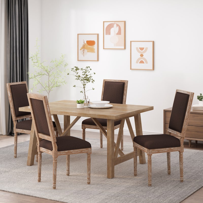 Regina Wood Upholstered Single Dining Chair by Christopher Knight Home - Natural + Brown