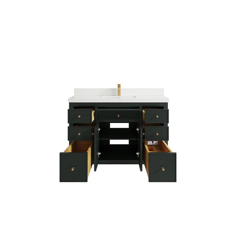 Willow Collections 48 in W x 22 in D Sonoma Free Standing Reeded Single Sink Bathroom Vanity with Countertop