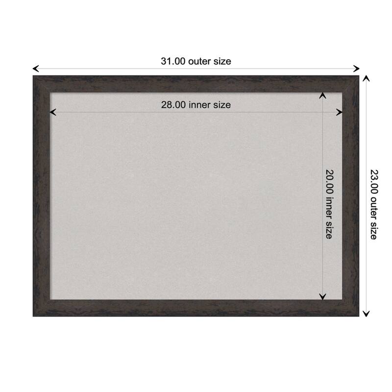 Dappled Black Brown Narrow Wood Framed Grey Corkboard Bulletin Board - Board Size 28x20
