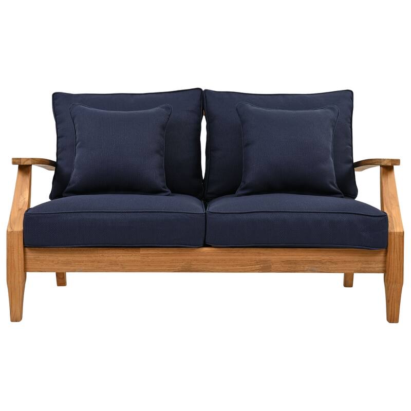 SAFAVIEH Couture Martinique Wood Patio Loveseat - 56"W x 35"D x 32"H
