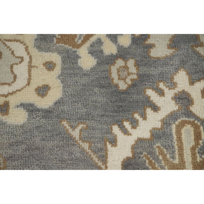 Slate Gray Oushak Indian Area Rug Hand-Knotted Wool Carpet - 8'10" x 11'8"