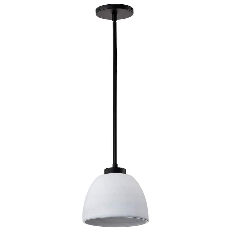 Collins 8 Inch Mini Pendant with White Ceramic - Matte Black - Matte Black