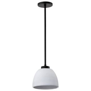 Collins 8 Inch Mini Pendant with White Ceramic - Matte Black