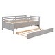 preview thumbnail 4 of 7, Gray Full Size Low Loft Bed with Full Safety Fence, Climbing Ladder, Storage Drawers and Trundle