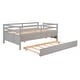 preview thumbnail 4 of 7, Gray Full Solid Wood Loft Bed with Safety Fence, Ladder, Drawers, Trundle