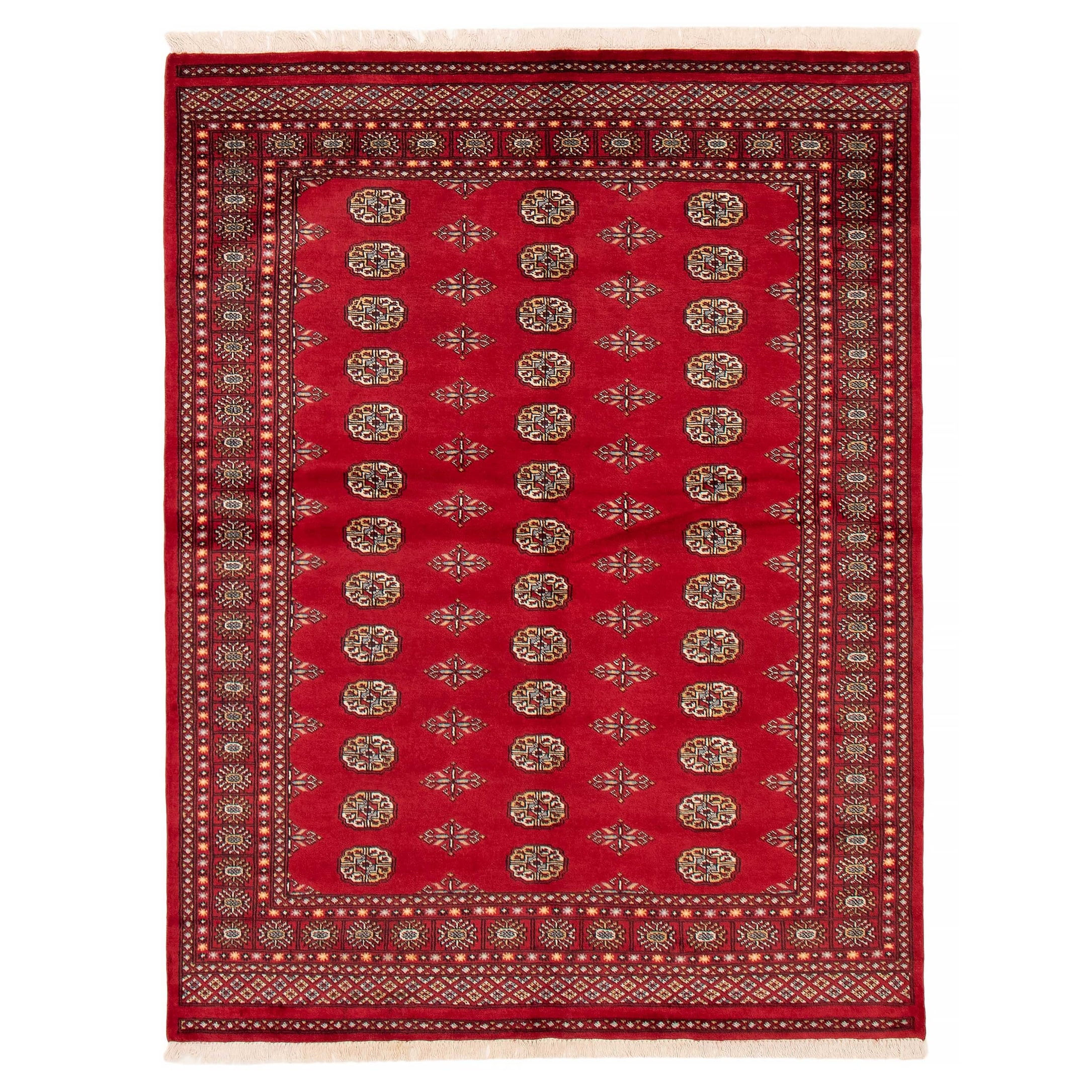 ECARPETGALLERY Hand-knotted Peshawar Bokhara Red Wool Rug - 5'7 x 8'0