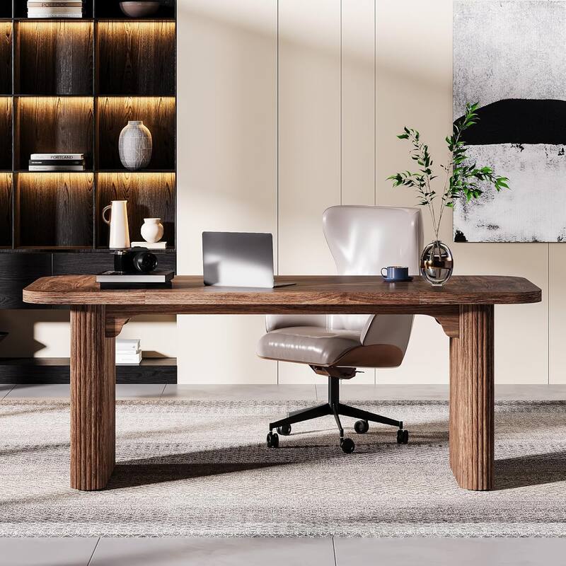 62-Inch Wood Rectangular Executive Desk Large Modern Conference Table for Home Office Boardroom