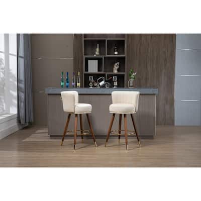 Counter Height Bar Stools Set of 2 for Kitchen Counter Solid Wood Legs