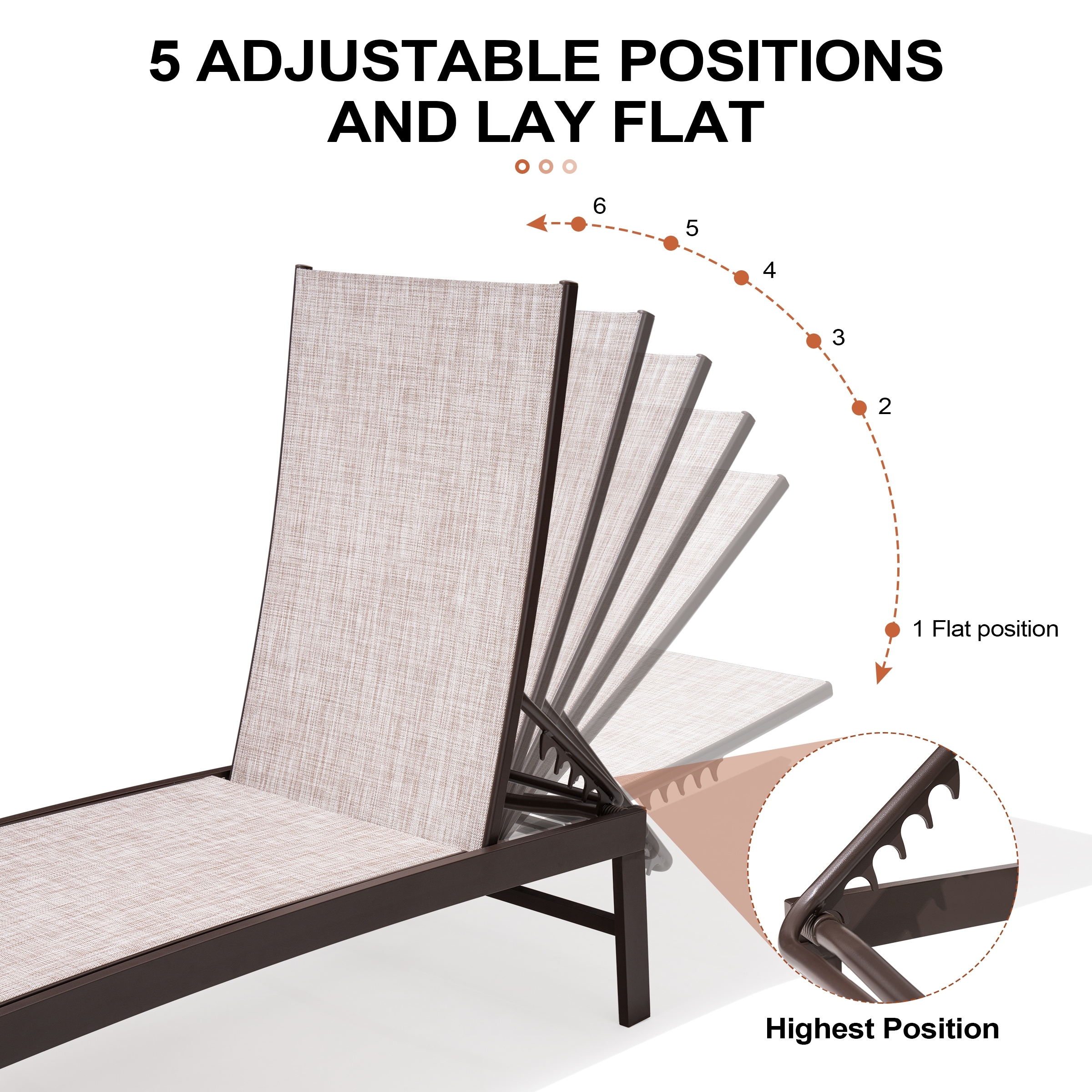 All-Weather Adjustable Aluminum Outdoor Pool Lounger Chaise-image