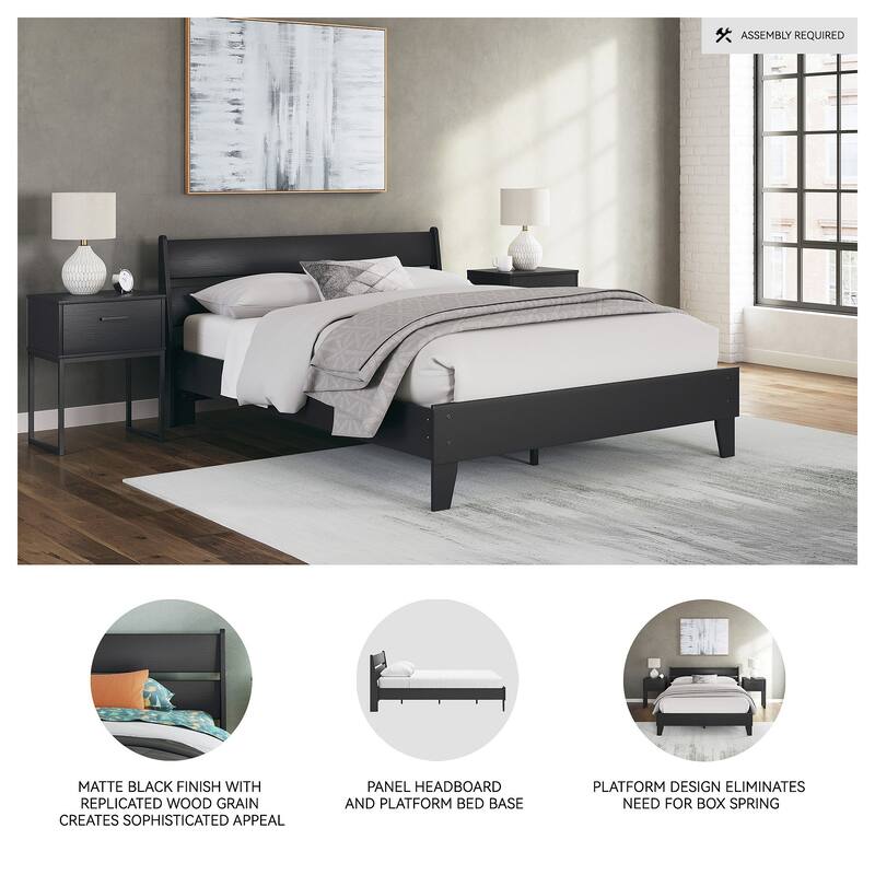 Signature Design by Ashley Socalle Black Panel Platform Bed