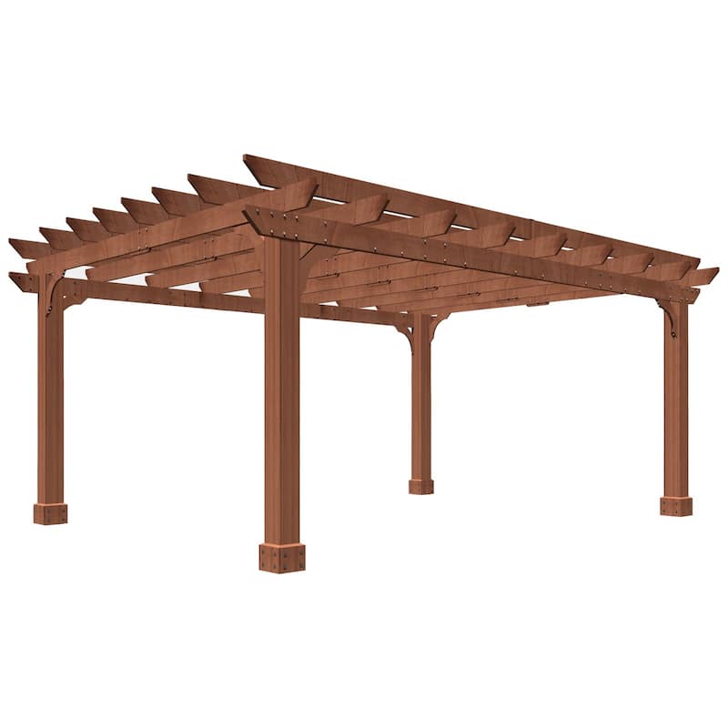 VEIKOUS Outdoor Cedar Wood Pergola Gazebo Kit with Flat Roof Trellis for Patio, Deck, Garden and Backyard