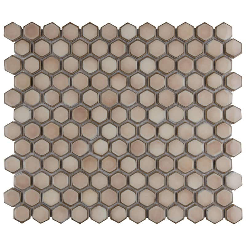 Merola Tile Hudson 1" Hex Truffle 11-7/8" x 13-1/4" Porcelain Floor and Wall Tile