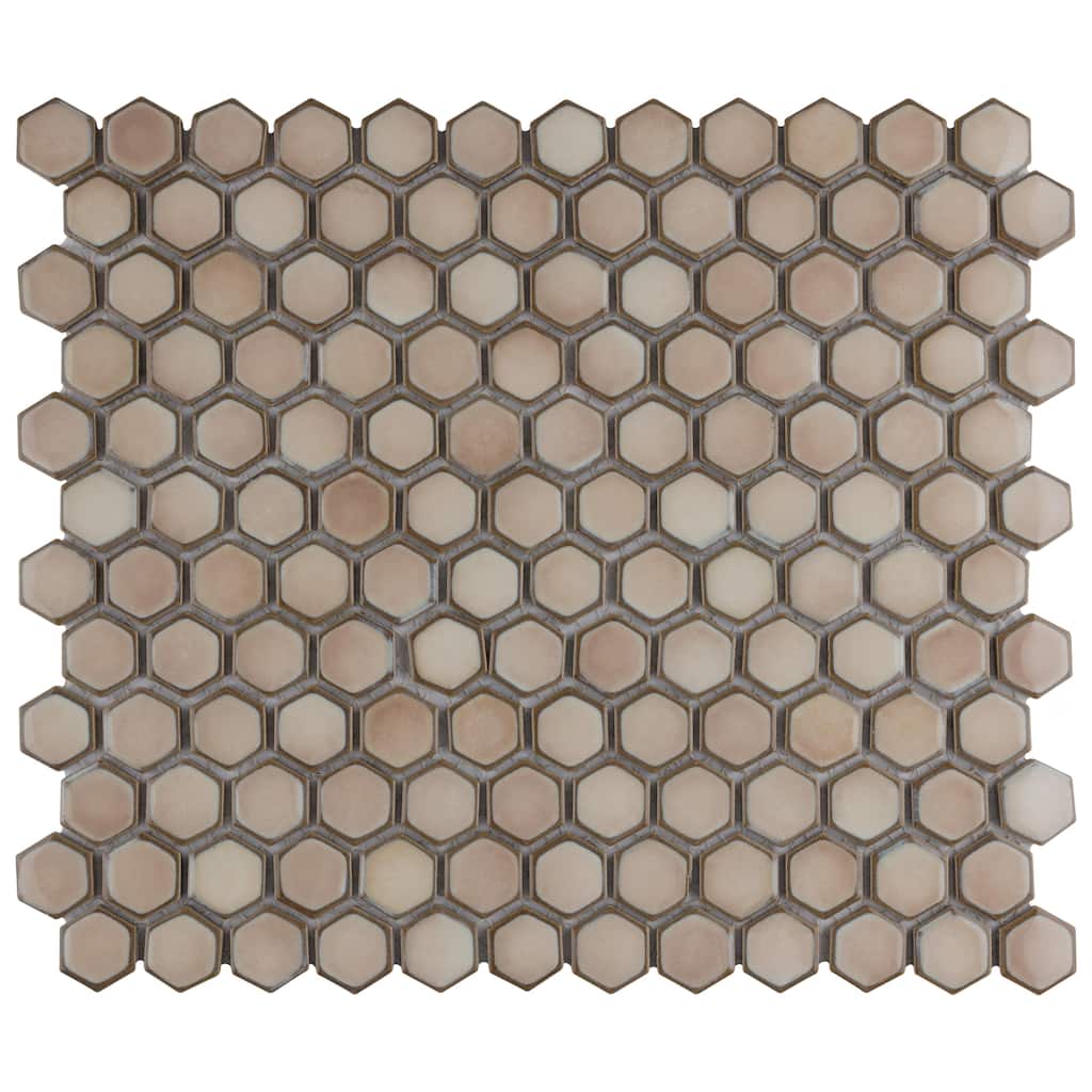 Merola Tile Hudson 1" Hex Truffle 11-7/8" x 13-1/4" Porcelain Floor and Wall Tile