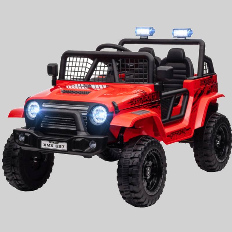 12V Kids Electric Ride-On Truck with Parent Remote, 3 MPH Max Speed, 4 Suspension Wheels, Music, Horn & LED Lights - Red